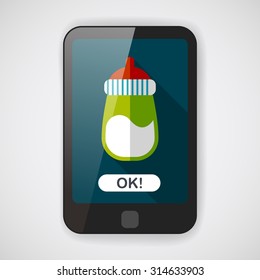 Baby bottle flat icon with long shadow,eps10