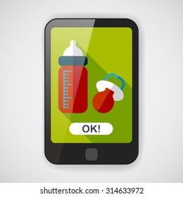 Baby bottle flat icon with long shadow,EPS 10