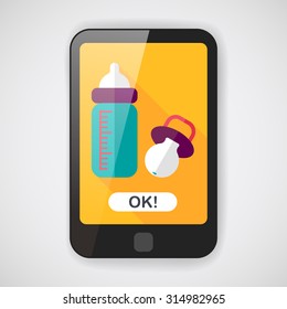 Baby bottle flat icon with long shadow,EPS 10