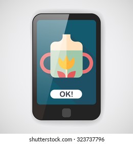 Baby bottle flat icon with long shadow,EPS 10