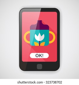 Baby bottle flat icon with long shadow,EPS 10