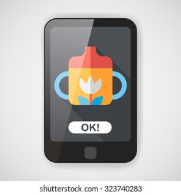 Baby bottle flat icon with long shadow,EPS 10