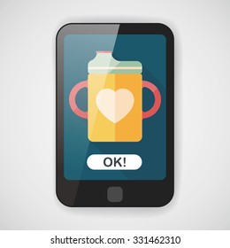 Baby bottle flat icon with long shadow,EPS 10