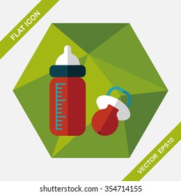 Baby bottle flat icon with long shadow,EPS 10