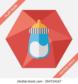 Baby bottle flat icon with long shadow,EPS 10