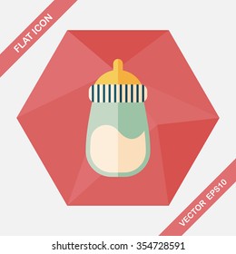 Baby bottle flat icon with long shadow,EPS 10