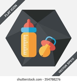 Baby bottle flat icon with long shadow,EPS 10