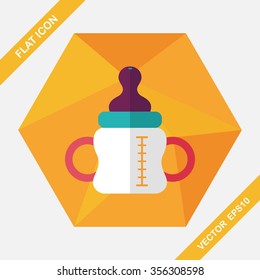 Baby bottle flat icon with long shadow,eps10