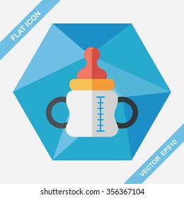 Baby bottle flat icon with long shadow,eps10