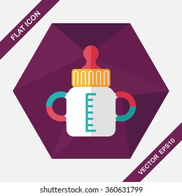 Baby bottle flat icon with long shadow,EPS 10