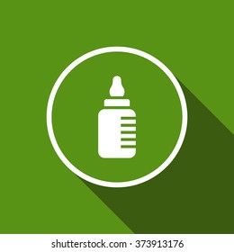 baby bottle flat icon with long shadow. vector illustration