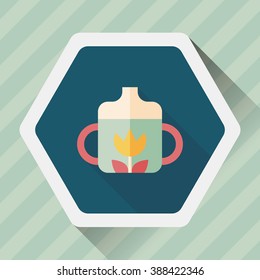 Baby bottle flat icon with long shadow,EPS 10