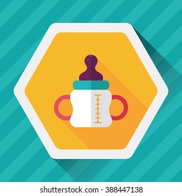 Baby bottle flat icon with long shadow,eps10
