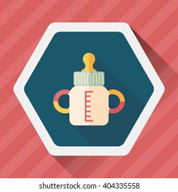 Baby bottle flat icon with long shadow,EPS 10