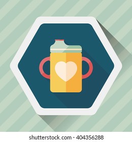 Baby bottle flat icon with long shadow,EPS 10