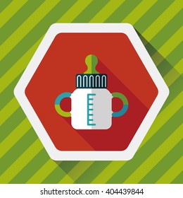 Baby bottle flat icon with long shadow,EPS 10