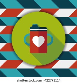 Baby bottle flat icon with long shadow,EPS 10