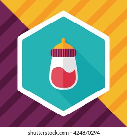 Baby bottle flat icon with long shadow,EPS 10