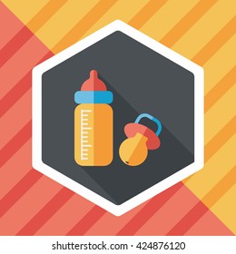 Baby bottle flat icon with long shadow,EPS 10