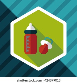 Baby bottle flat icon with long shadow,EPS 10