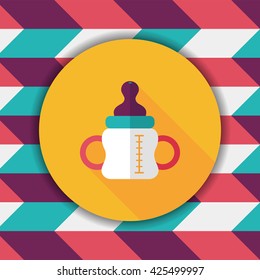 Baby bottle flat icon with long shadow,eps10