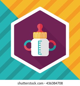 Baby bottle flat icon with long shadow,EPS 10