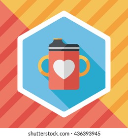 Baby bottle flat icon with long shadow,EPS 10