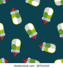 Baby bottle flat icon,eps10 seamless pattern background