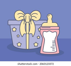baby bottle and gift cartoon