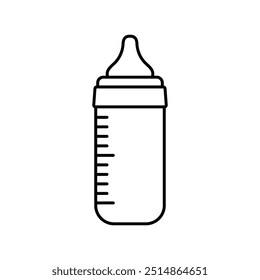 Diseño de glifo de botella de bebé. Diseño plano del icono del Vector de la botella de bebé sobre fondo blanco