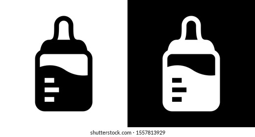 Baby Bottle. Glyph Icon in White and Black Version.