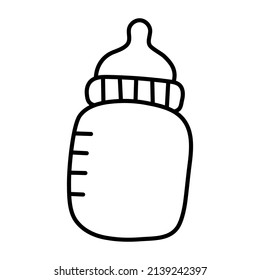 Baby bottle. Hand Drawn Doodle Kid Stuff Icon.