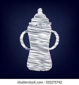 Baby bottle icon with chalk effect  
