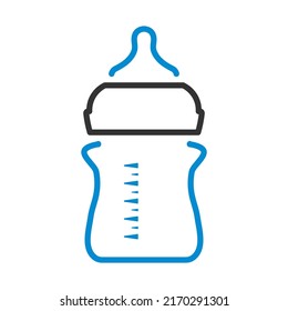 Baby Bottle Icon. Editable Bold Outline With Color Fill Design. Vector Illustration.