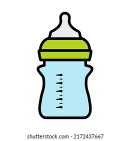 Baby Bottle Icon. Editable Bold Outline With Color Fill Design. Vector Illustration.