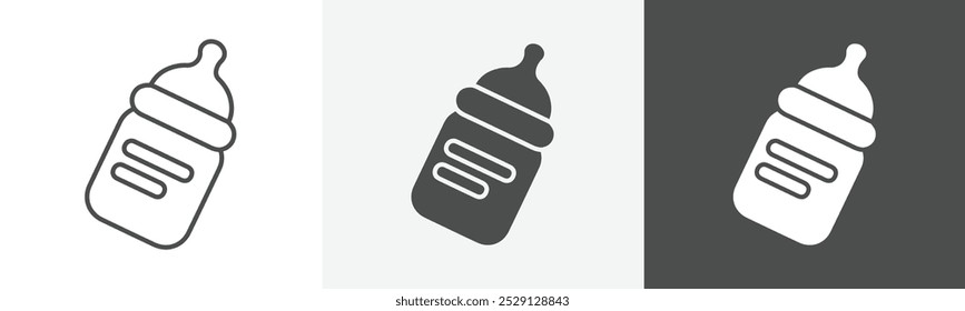 baby bottle icon Flat art in outline set