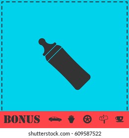 Baby bottle icon flat. Simple vector symbol and bonus icon