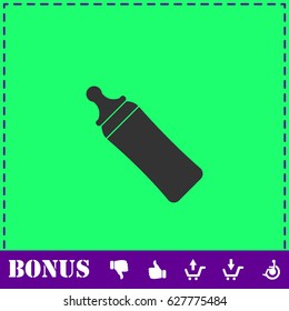 Baby bottle icon flat. Simple vector symbol and bonus icon