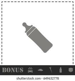 Baby bottle icon flat. Simple vector symbol and bonus icon