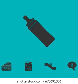 Baby bottle icon flat. Simple vector symbol and bonus icon