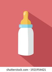 Baby bottle icon in flat style