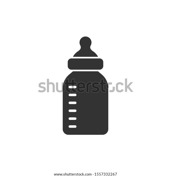 Baby bottle icon in flat style. Milk container
vector illustration on white isolated background. Drink glass
business concept.