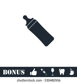Baby bottle icon flat. Vector illustration symbol and bonus pictogram