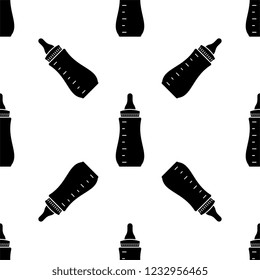 Baby Bottle Icon Seamless Pattern, Milk, Water Bottle Icon Vector Art Illustration