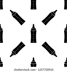 Baby Bottle Icon Seamless Pattern, Milk, Water Bottle Icon Vector Art Illustration