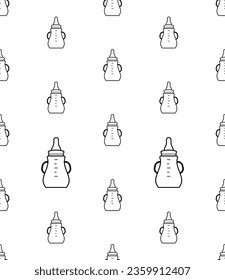Baby Bottle Icon Seamless Pattern, Milk, Water, Liquid, Nipple Feeder Bottle Icon Vector Art Illustration