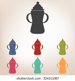 Baby bottle icon set