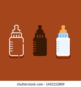 Baby bottle icon set design and illustration