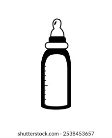 Baby bottle icon - simple feeding bottle on white background
