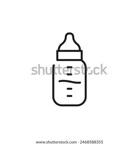 Baby bottle icon. A streamlined outline of a baby feeding bottle, commonly used for milk or formula, representing infant feeding and care. Suitable for baby product retailers. Vector illustration